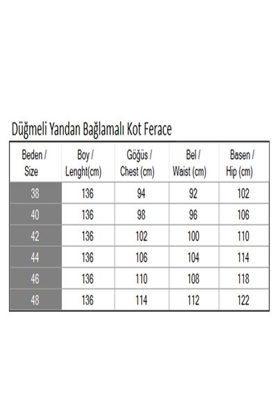 Düğmeli Yandan Bağlamalı Kot Ferace Koyu Mavi 19361