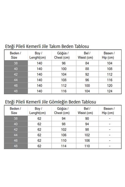 Eteği Pileli Kemerli Jile Takım Siyah 19221