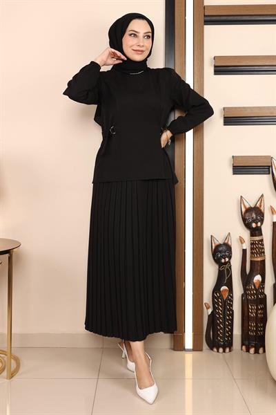 Eteği Pileli Takım Siyah 19134