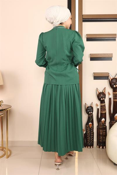 Eteği Pileli Takım Zümrüt 19134