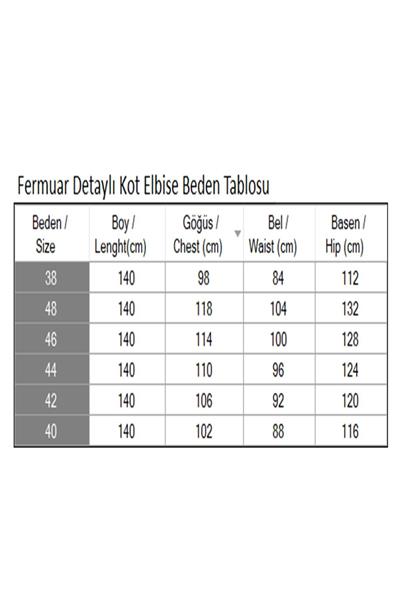 Fermuar Detaylı Kot Elbise Koyu Mavi 19138