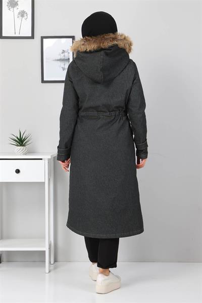 Fermuar Detaylı Kot Mont Füme 9735