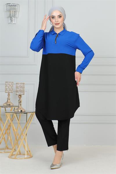 Fermuar Detaylı Tunik İndigo 6098