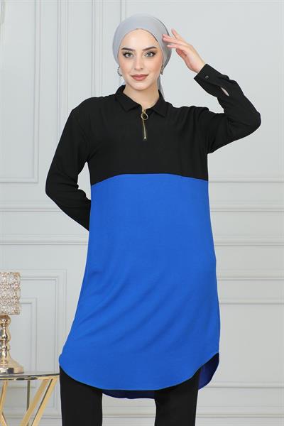 Fermuar Detaylı Tunik Siyah 6098