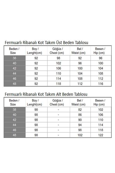 Fermuarlı Ribanalı Kot Takım Koyu Mavi 19363