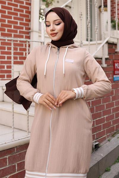 Fermuarlı Ribanalı Takım Bej 10405
