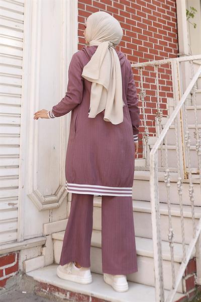 Fermuarlı Ribanalı Takım Lila 10405