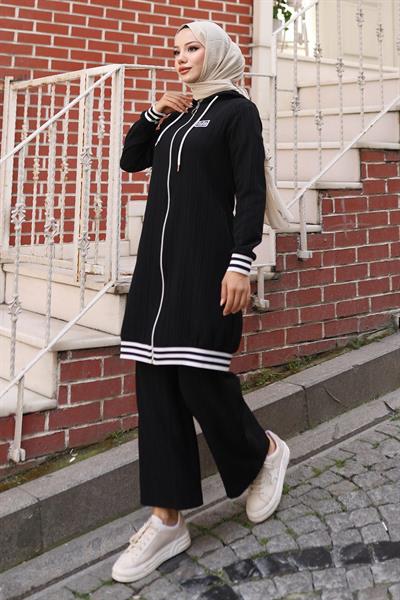 Fermuarlı Ribanalı Takım Siyah 10405