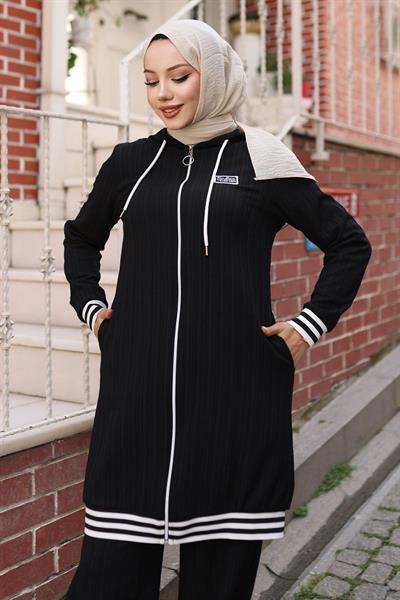 Fermuarlı Ribanalı Takım Siyah 10405