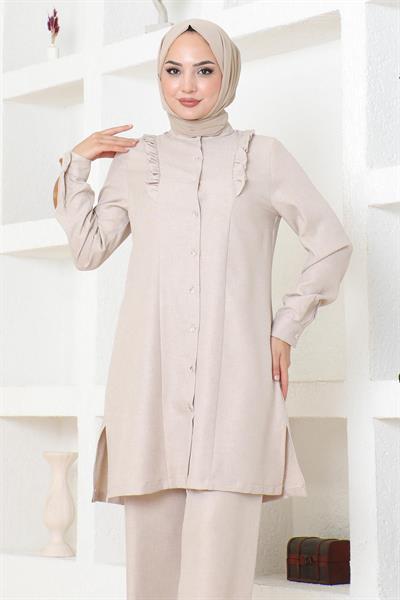 Fırfır Detaylı Takım Bej MSW19224-3