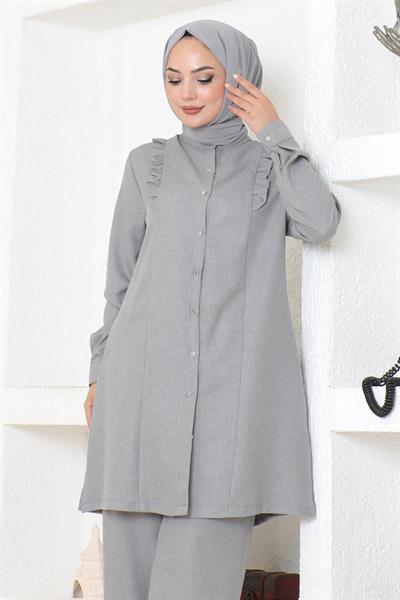 Fırfır Detaylı Takım Gri MSW19224-5