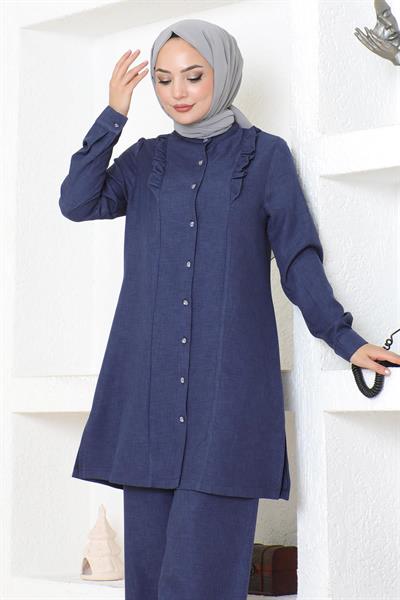 Fırfır Detaylı Takım İndigo MSW19224-2