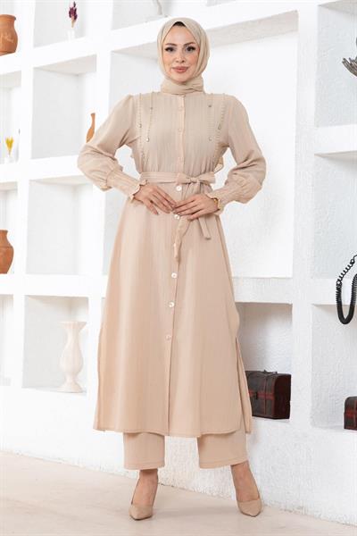 İnci Detaylı Takım Bej 19360