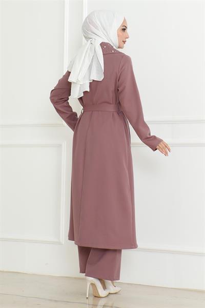 İnci Detaylı Takım Gül Kurusu MSW19216-3