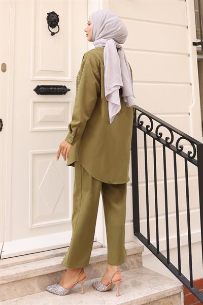 İnci Detaylı Takım Haki 19259