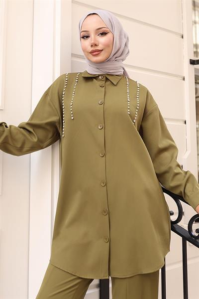 İnci Detaylı Takım Haki 19259