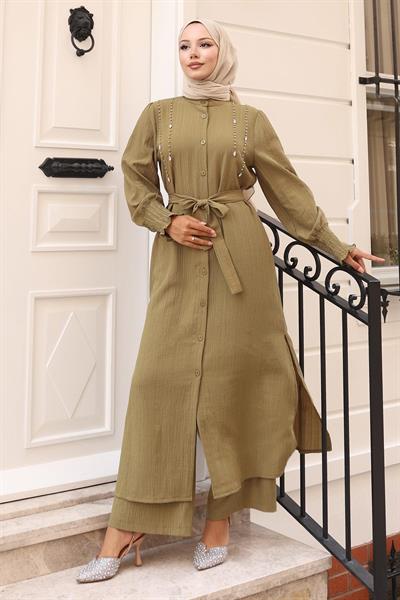 İnci Detaylı Takım Haki 19360