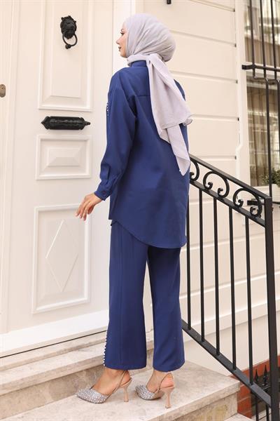 İnci Detaylı Takım İndigo 19259