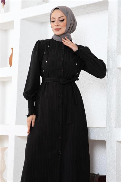 İnci Detaylı Takım Siyah 19360