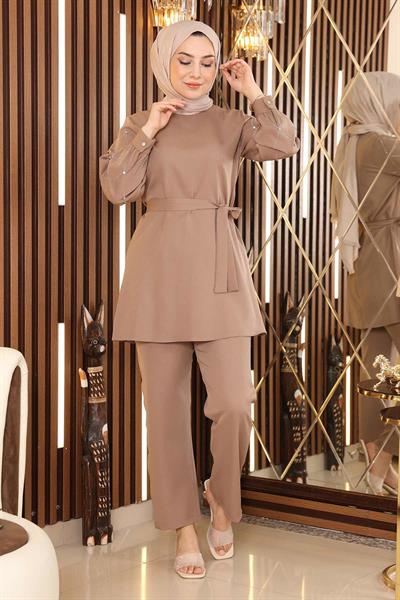 İnci Detaylı Takım Vizon 19120