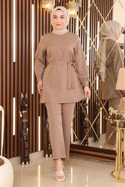 İnci Detaylı Takım Vizon 19120