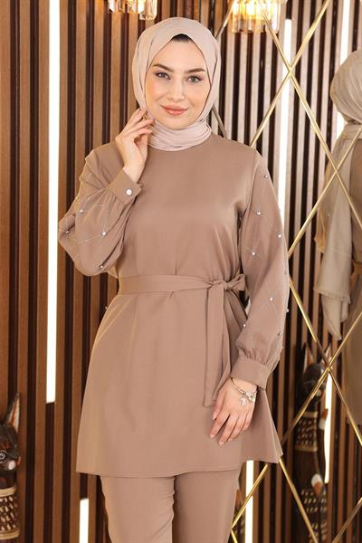 İnci Detaylı Takım Vizon 19120