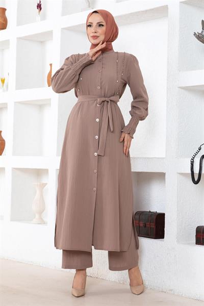 İnci Detaylı Takım Vizon 19360