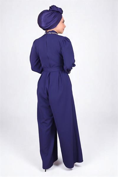 İnci Detaylı Tulum Elbise İndigo MSW19152-2