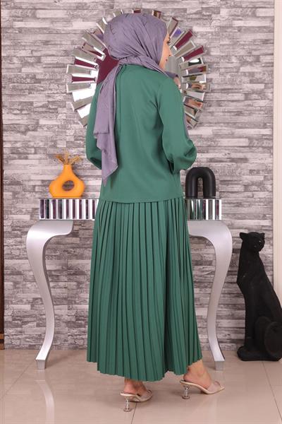 İnci Ve Taş Detaylı Takım Zümrüt 19135