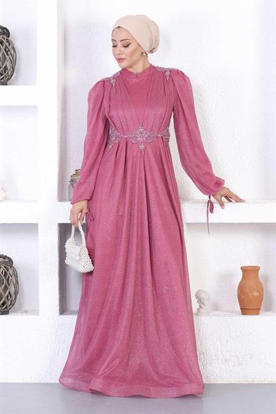 İncili Dantelli Simli Abiye Gül Kurusu 12252