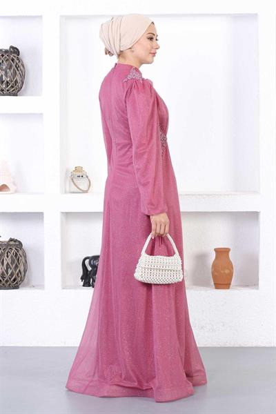 İncili Dantelli Simli Abiye Gül Kurusu 12252