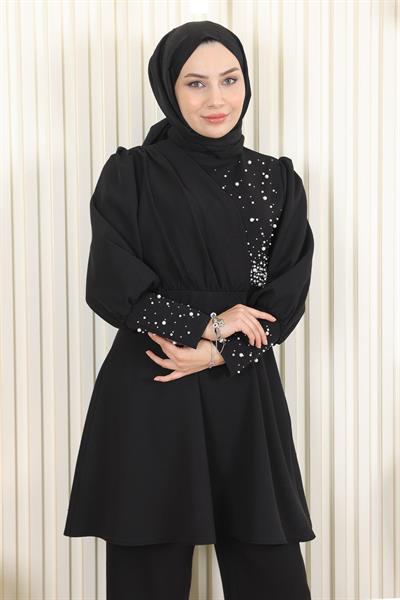 İncili İkili Takım Siyah 17801