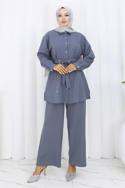 İncili Kuşaklı İkili Takım Gri 19265