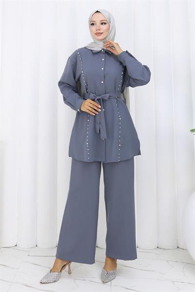 İncili Kuşaklı İkili Takım Gri 19265