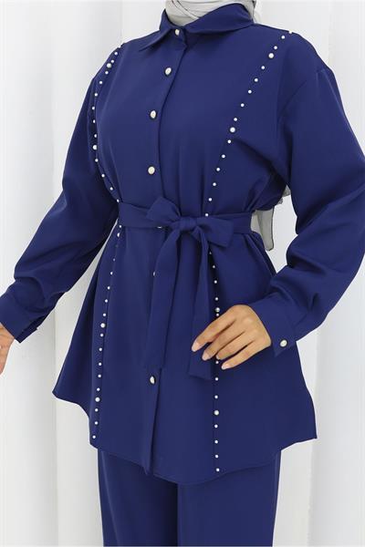 İncili Kuşaklı İkili Takım İndigo 19265