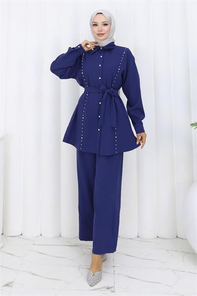 İncili Kuşaklı İkili Takım İndigo 19265