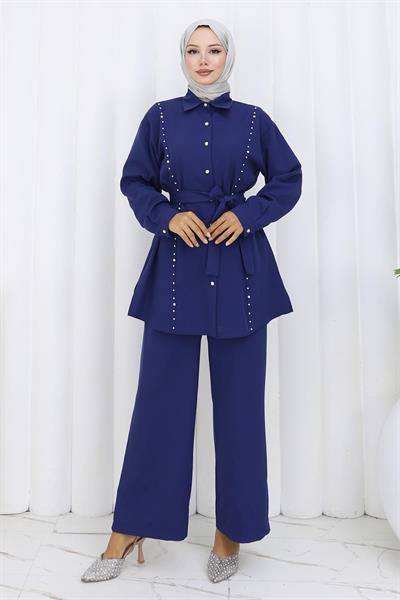 İncili Kuşaklı İkili Takım İndigo 19265