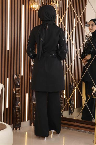 İncili Taş Detaylı Takım Siyah MSW19116-3