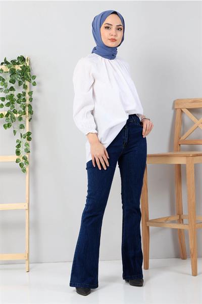 İspanyol Paça Kot Pantolon Koyu Kot 6005