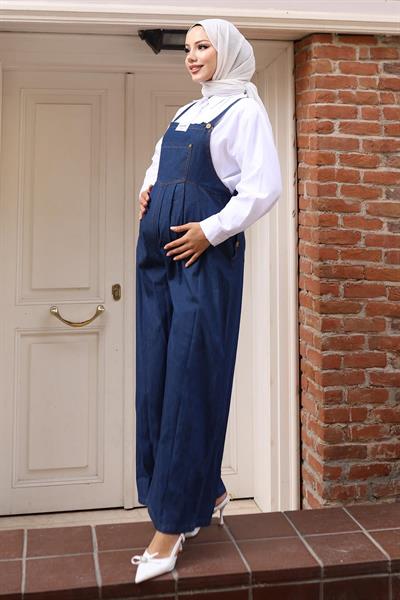 Kanguru Cepli Hamile Tulum Koyu Mavi 19248