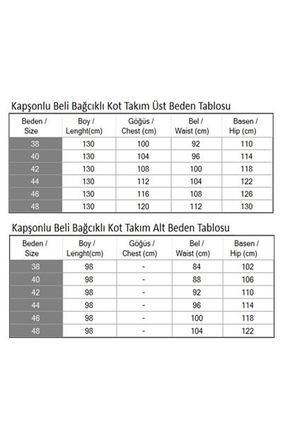 Kapşonlu Beli Bağcıklı Kot Takım Açık Mavi 19235
