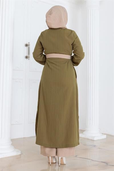 Kapşonlu Düğmeli Takım Haki MSW19238-2