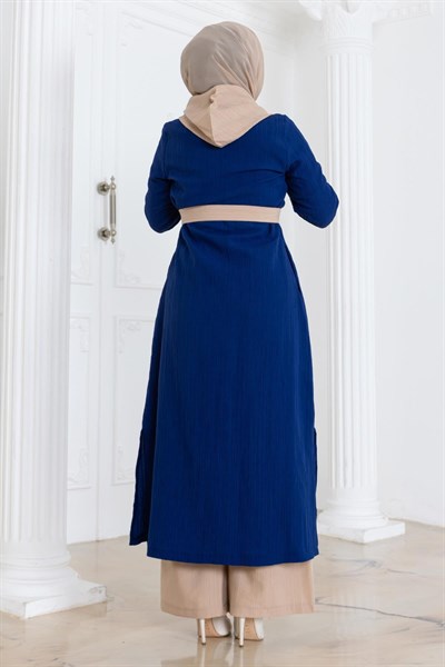 Kapşonlu Düğmeli Takım İndigo 19238