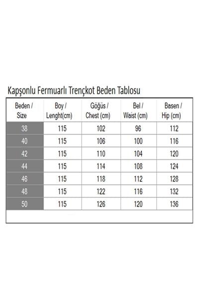 Kapşonlu Fermuarlı Trençkot Taba 19205
