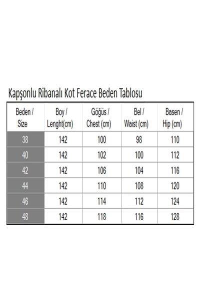 Kapşonlu Ribanalı Kot Ferace Açık Mavi 19280