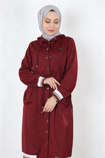 Kapşonlu Ribanalı Takım Bordo 19196