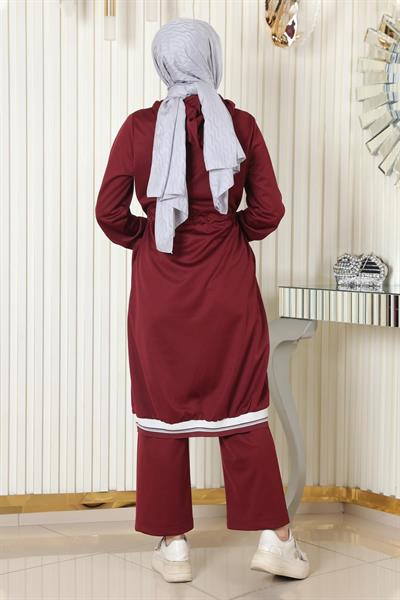 Kapşonlu Ribanalı Takım Bordo MSW19196-2