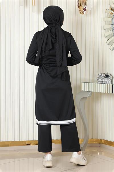 Kapşonlu Ribanalı Takım Siyah MSW19196-1