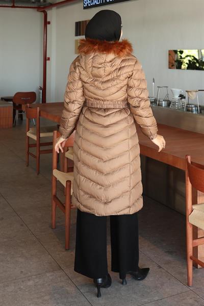 Kapşonlu Şişme Mont Taba 6155