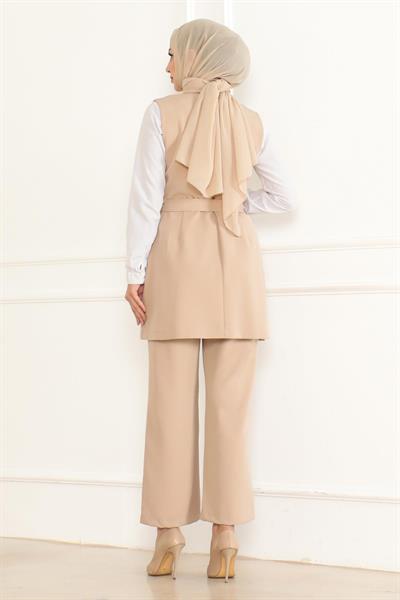 Kemer Detaylı İkili Takım Bej 19232